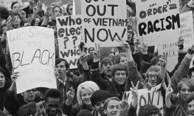 participants in a students for a democratic society sponsored staged a demonstration on the steps of the iowa capitol and called for peace in vietnam in november 1968﻿﻿