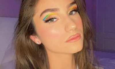 rainbow graphic eyeliner makeup look madison werner