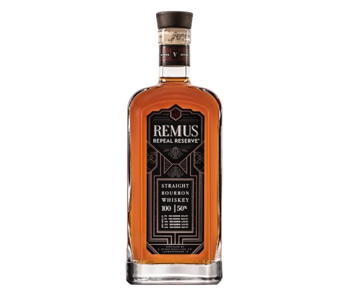 A bottle of Remus Repeal Reserve that is scheduled to be released in September 2021.