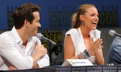 blake lively and ryan reynolds at the green lantern panel at comic con 2010