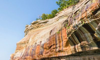 The colorful sandstone cliffs of Pictured Rocks National Lakeshore