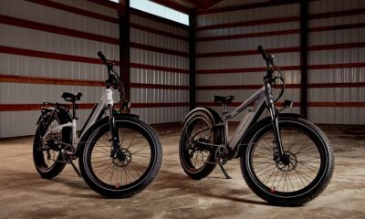 Two electric fat bikes in garage