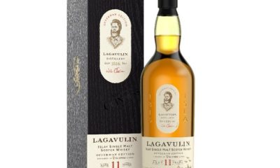 A box alongside bottle of Lagavulin Offerman Edition: Guinness Cask Finish