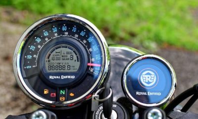 Gauges on the Meteor 350 motorcycle