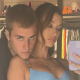 Here's Hailey Bieber Posing in Blue Versace Latex Dress With Justin on Their Date Night