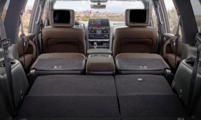 Interior of SUV with seats down