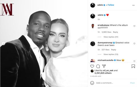 adele poses with rich paul