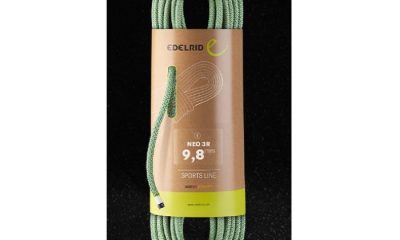 Edelrid Neo 3R 9.8 mm rope, green, coiled, in packaging