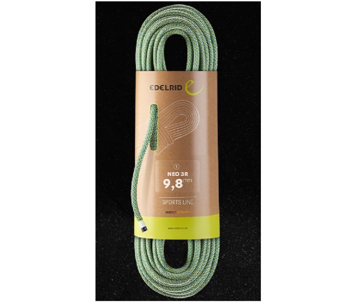 Edelrid Neo 3R 9.8 mm rope, green, coiled, in packaging