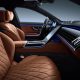 The brown leather interior of the 2021 Mercedes-Benz S-Class