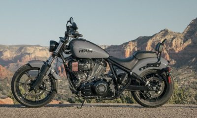2022 Indian Dark Horse motorcycle parked beside the road with a mountain backdrop