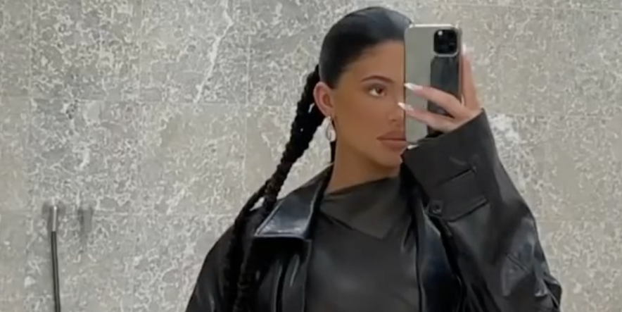 Kylie Jenner’s Answer to Maternity Date Night Style? A Black Leather Mini Dress
