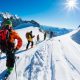 A group of skiers start the descent of Valle Blanche in Chamonix