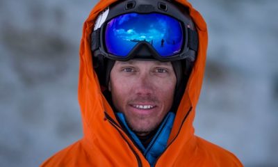 Sam Anthamatten closeup in a ski jacket and goggles