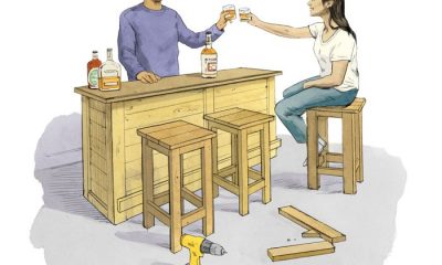 Illustration of two people at homemade bar
