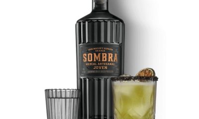 Sombra Mezcal bottle4 next to cocktail