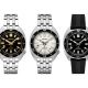 Three Seiko Prospex watches lined up on a white background.