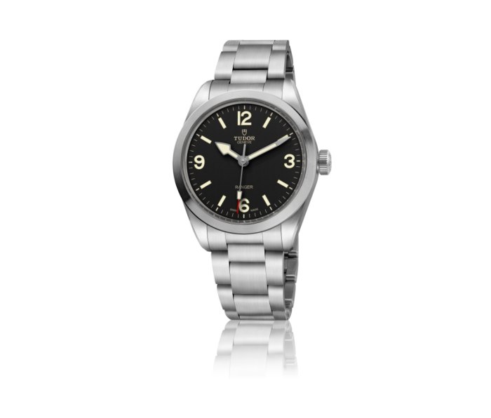 Tudor Ranger watch with a stainless-steel bracelet on a white background