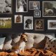 Concept photo illustration of a dog on sofa with past dogs in framed portraits behind