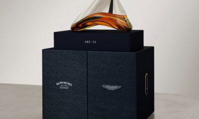 Uniquely shaped bottle of whiskey